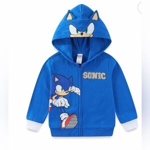 Sonic the Hedgehog Fleece Full Zip Up Hoodie with Ears (Boys), Sizes 7 NWT